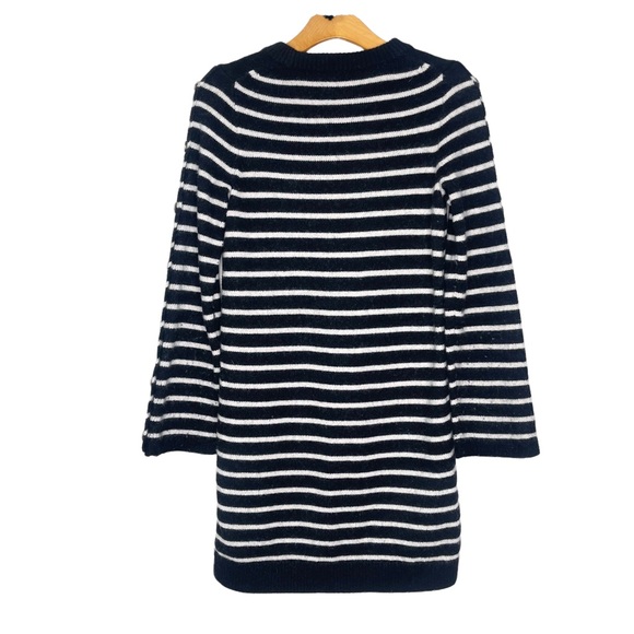 Madewell Size S Stripe Merino Wool Sweater Dress Tunic Button Sleeve - Picture 2 of 5